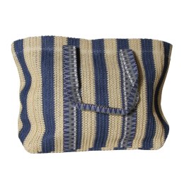 TORBA TOREBKA DAMSKA SHOPPER Beżowo-Granatowa 57x38 cm Włochy