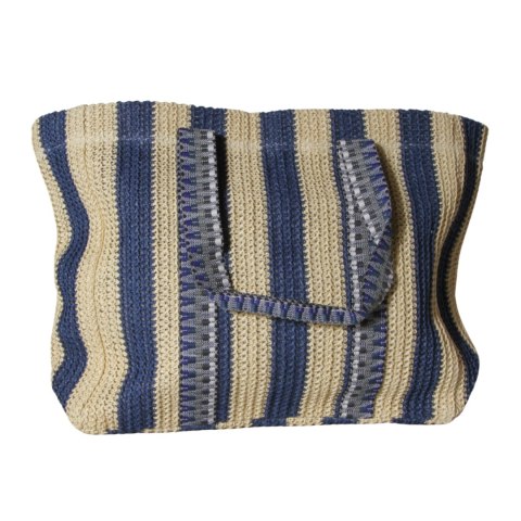 TORBA TOREBKA DAMSKA SHOPPER Beżowo-Granatowa 57x38 cm Włochy