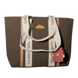 TORBA TOREBKA DAMSKA SHOPPER Brązowa 45x30cm Tote Bag Włochy