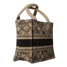 TORBA TOREBKA DAMSKA SHOPPER w Cytrynki Beżowo-Czarna 27x23cm