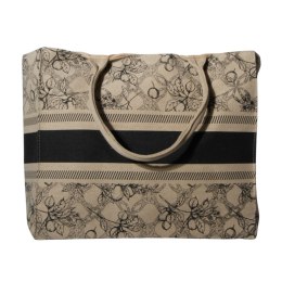 TORBA TOREBKA DAMSKA SHOPPER w Cytrynki Beżowo-Czarna Duża 41x35cm
