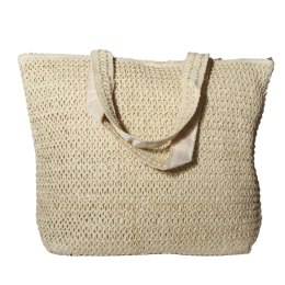 TORBA TOREBKA DAMSKA SŁOMKOWA Duża Plażowa SHOPPER Lato Beżowa 46x36cm