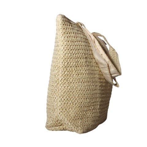 TORBA TOREBKA DAMSKA SŁOMKOWA Duża Plażowa SHOPPER Lato Beżowa 46x36cm