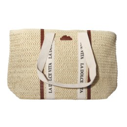 TORBA TOREBKA DAMSKA SŁOMKOWA Duża Plażowa SHOPPER Lato Beżowa 54x34cm