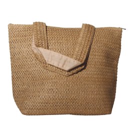 TORBA TOREBKA DAMSKA SŁOMKOWA Duża Plażowa SHOPPER Lato Brązowa 46x36cm