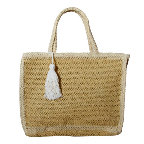 TORBA TOREBKA DAMSKA SŁOMKOWA Plażowa Beżowa 41x32cm Włochy
