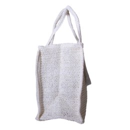 TORBA TOREBKA DAMSKA SŁOMKOWA Plażowa Biała 41x32cm Włochy