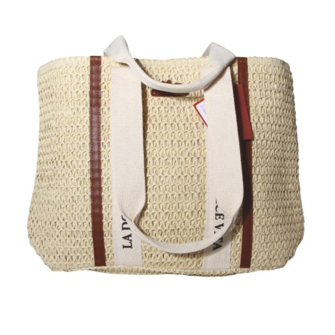 TORBA TOREBKA DAMSKA SŁOMKOWA Plażowa Lato Beżowa 42x31cm Włochy