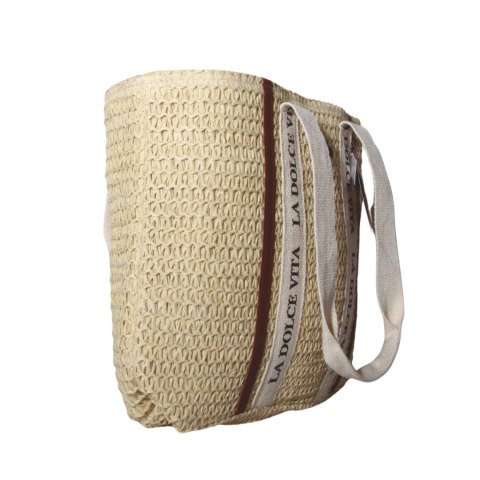 TORBA TOREBKA DAMSKA SŁOMKOWA Plażowa Lato Beżowa 42x31cm Włochy