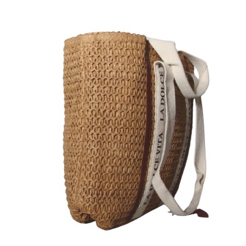 TORBA TOREBKA DAMSKA SŁOMKOWA Plażowa Lato Brązowa 42x31cm Włochy