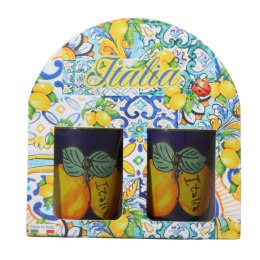 Zestaw 2x KIELISZKI 50ml Granatowe Ceramika Cytryna Włochy