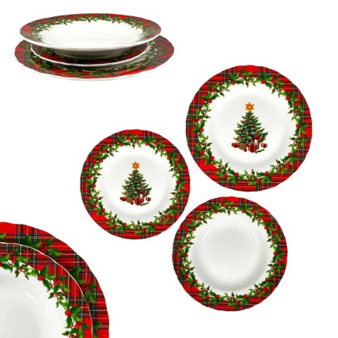 ARCA Komplet SERWIS OBIADOWY Szkocka Kratka 18 el. 6 osób Porcelana