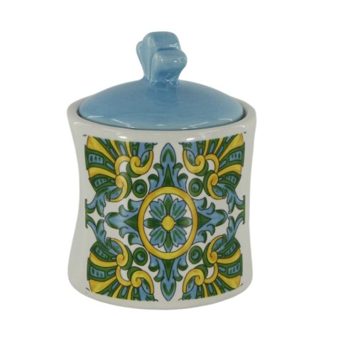ARCA Zestaw SŁOIK CERAMIKA Smeraldo 7x7x10cm komplet + półka Włochy x6szt.