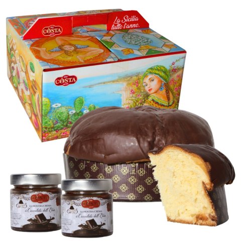 COSTA DOLCI PANETTONE z Polewą Czekoladową 1720g + Krem Czekoladowy 2x190g