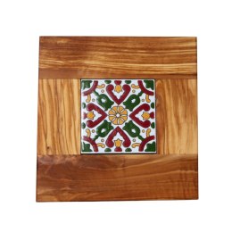 Deska z drewna oliwnego do krojenia serwowania wzór 1 22x22cm