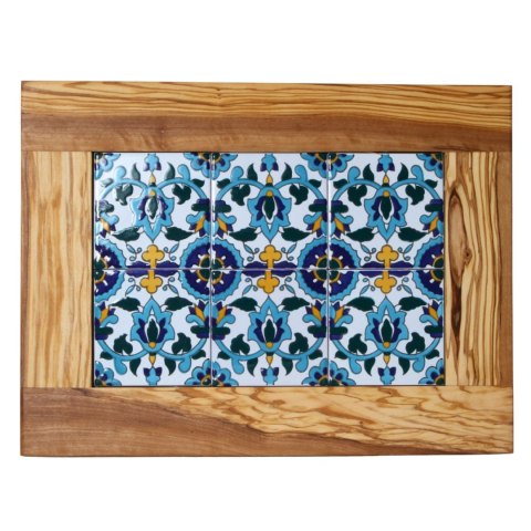 Deska z drewna oliwnego do krojenia serwowania wzór 1 42X32cm