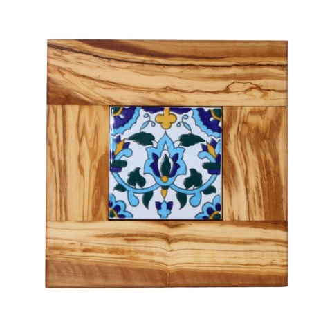 Deska z drewna oliwnego do krojenia serwowania wzór 2 22x22cm