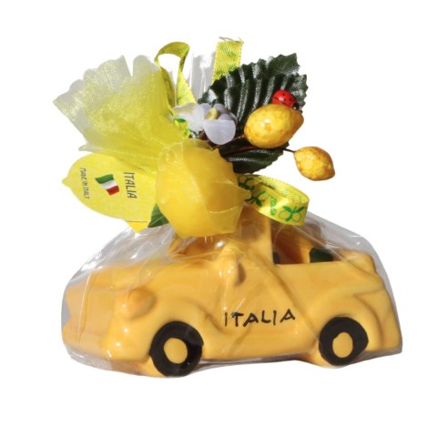 Figurka AUTO Żółte Ceramika + Mydełko Prezent Włochy