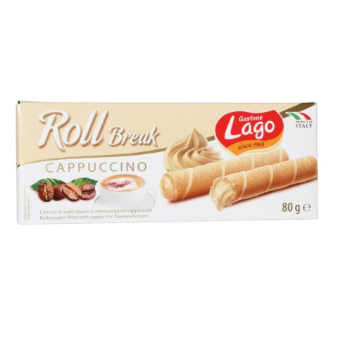 LAGO ROLL Włoskie Rurki z Kremem Cappuccino Ciastka 80g