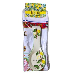 PODSTAWKA POD ŁYŻKĘ Ceramiczna + Ścierka Kuchenna Italia Potrawy
