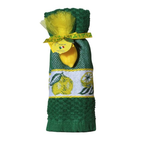 Ręcznik Kuchenny Zielony 64x42 + Mydełko Cytryna Prezent Włochy