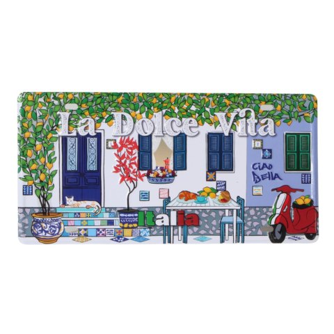 TABLICZKA DEKORACYJNA Metalowa La Dolce Vita Włochy 30x15cm