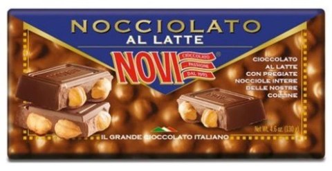 NOVI Czekolada mleczna z orzechami Nocciolato Al Latte 130g - całe orzechy