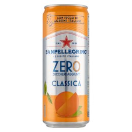 SAN PELLEGRINO Włoski Napój Gazowany Pomarańczowy Puszka BEZ CUKRU 330ml