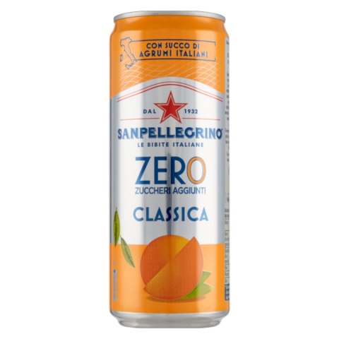 SAN PELLEGRINO Włoski Napój Gazowany Pomarańczowy Puszka BEZ CUKRU 330ml