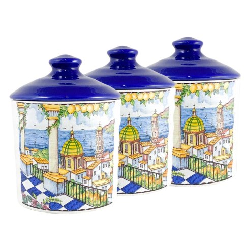 ARCA SŁOIK CERAMICZNY Paese 11x14cm Włochy pojemnik komplet 3szt.