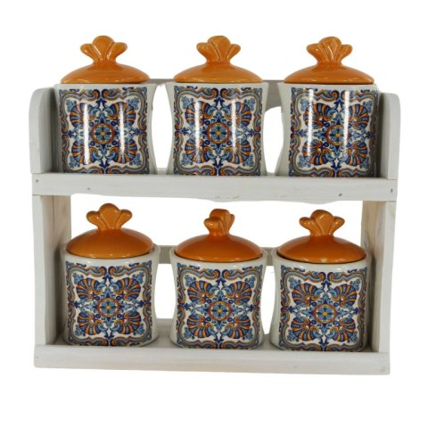 ARCA Zestaw SŁOIK CERAMIKA Puertorico 7x7x10cm komplet półka + 6szt.