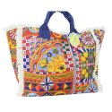 TORBA PLAŻOWA ZAKUPY BOHO Czerwona Włochy 54x34cm