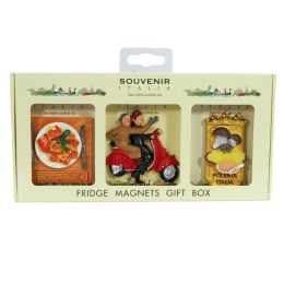 ZESTAW 3szt MAGNES SKUTER CZERWONY miniatura Box Prezent Italia Włochy