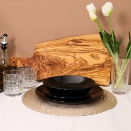 Zestaw obiadowy 12szt. talerze porcelana Bianca czarny serwis dla 4 osób