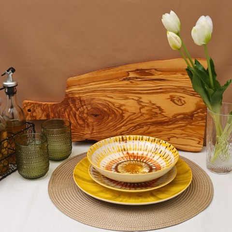 Zestaw obiadowy 12szt. talerze porcelana Apulia żółty serwis dla 4 osób