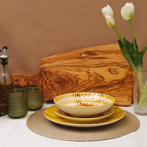 Zestaw obiadowy 12szt. talerze porcelana Apulia żółty serwis dla 4 osób