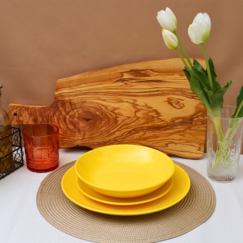 Zestaw obiadowy 12szt. talerze porcelana Bianca żółty serwis dla 4 osób