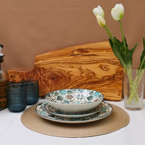 Zestaw obiadowy 12szt. talerze porcelana Petalo niebieski serwis dla 4 osób