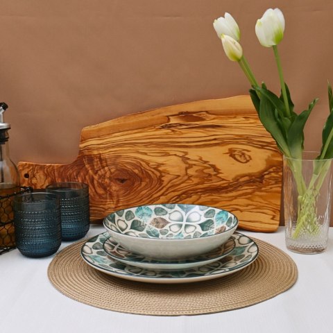 Zestaw obiadowy 18szt. talerze porcelana Petalo niebieski serwis dla 6 osób