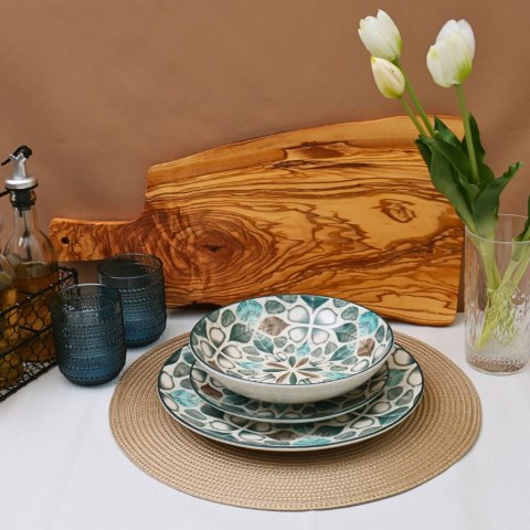 Zestaw obiadowy 18szt. talerze porcelana Petalo niebieski serwis dla 6 osób