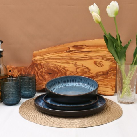 Zestaw obiadowy 18szt. talerze porcelana Reactive Granatowy serwis dla 6 os