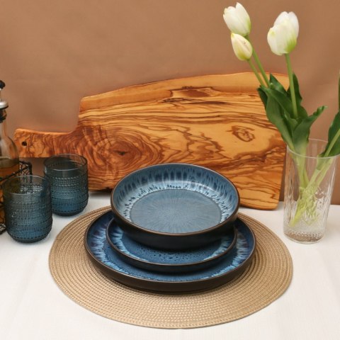Zestaw obiadowy 18szt. talerze porcelana Reactive Granatowy serwis dla 6 os