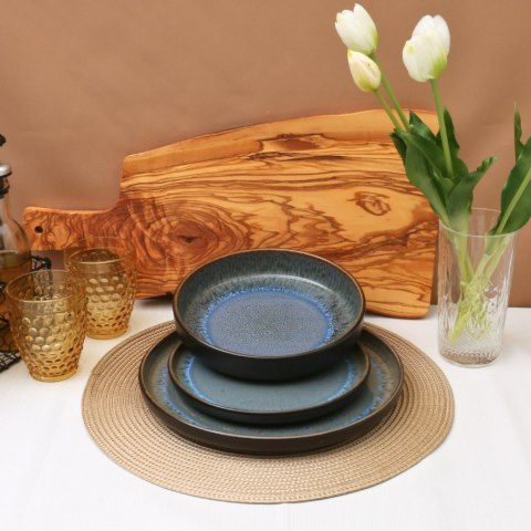 Zestaw obiadowy 18szt. talerze porcelana Reactive Niebieski serwis dla 6 os