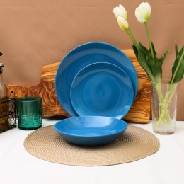 Zestaw obiadowy 3szt. talerze porcelana Bianca niebieski serwis dla 1 osoby