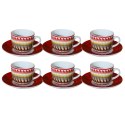 ARCA APULIA Czerwony Zestaw Filiżanek Do Kawy Espresso 90ml - 6szt.