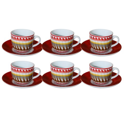 ARCA APULIA Czerwony Zestaw Filiżanek Do Kawy Espresso 90ml - 6szt.