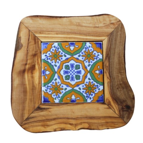 Deska z drewna oliwnego do krojenia serwowania wzór 7 20x20cm