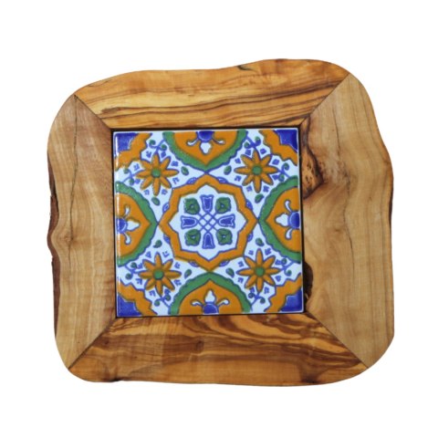 Deska z drewna oliwnego do krojenia serwowania wzór 7 20x20cm