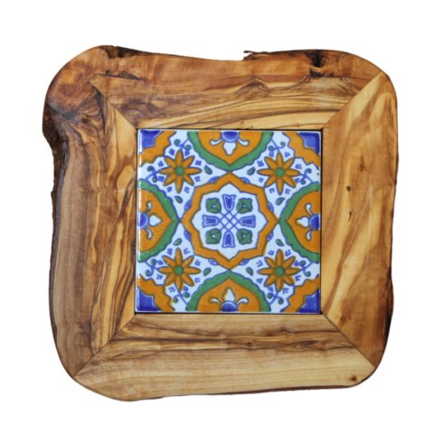 Deska z drewna oliwnego do krojenia serwowania wzór 7 20x20cm