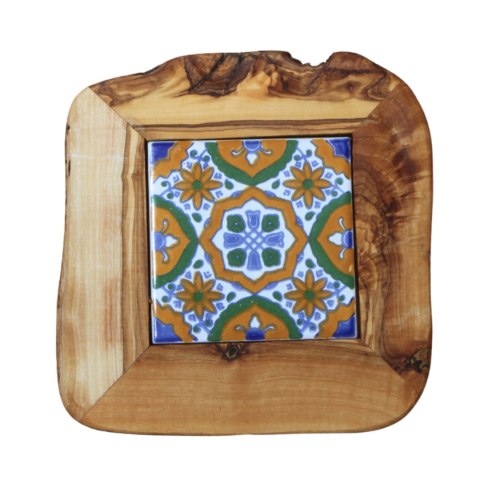 Deska z drewna oliwnego do krojenia serwowania wzór 7 20x20cm